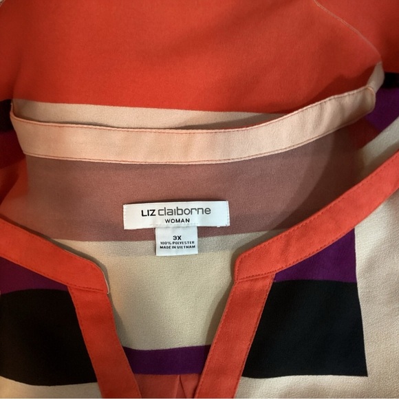 Plus Size, Liz Claiborne Red and Black Sleeveless Blouse Relaxed Fit, 3X - Picture 5 of 7